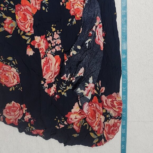 NWT Forever 21 floral long sleeve wrap midi dress Navy Pink Red Green - Picture 6 of 10